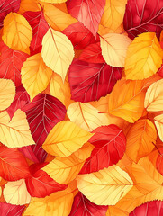 Autumn Patterns: Red and Yellow Textures Collection, seasonal pattern with autumn leaves, elegant fall-themed background