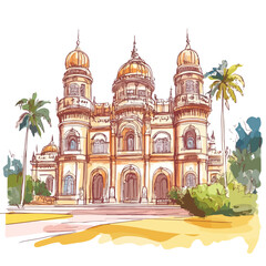 Obraz premium Modern Building in Bangalore, Karnataka, India - Neo-Dravidian Architecture