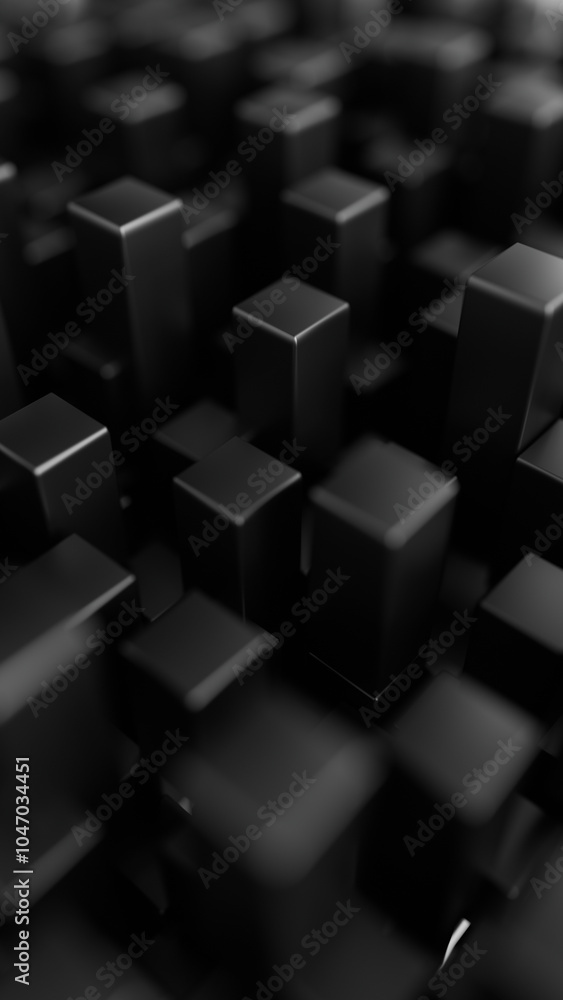 Poster 3d abstract cubes. black background. 3d rendering illustration not ai