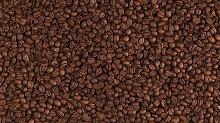 Fototapeta premium Roasted coffee beans mixed with cinnamon sticks as a background, with open space for text or design, evoking warmth and rich aromas