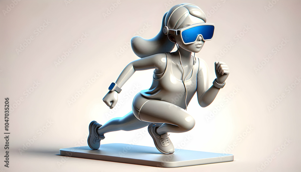 Poster 3d glossy runner augmented reality glasses concept static shot plain background copy space left enha
