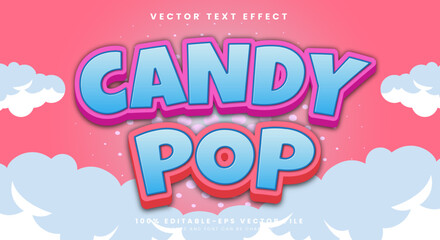 Candy Pop 3d Editable Text effect Template with Cloud Style template