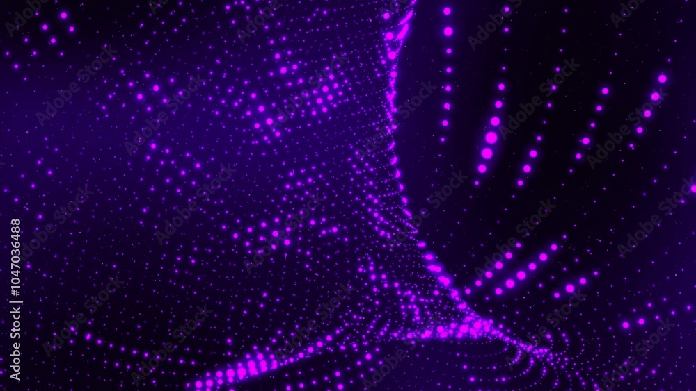 Poster abstract background particle line wave, particle dot wave
