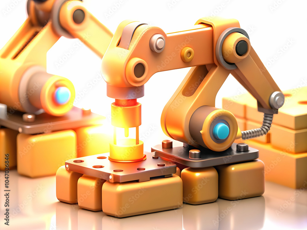 Aufkleber soft abstract illustration robotic arms assembling product bokeh digital elements copy space advance