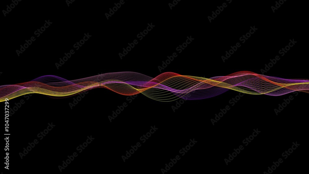 Poster abstract background particle line wave, particle dot wave