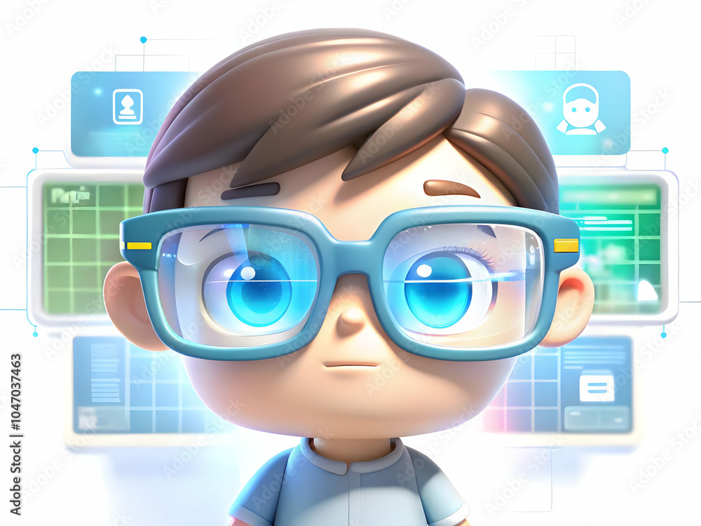 Poster close up persons face digital circuit patterns overlay copy space integration human technology scien