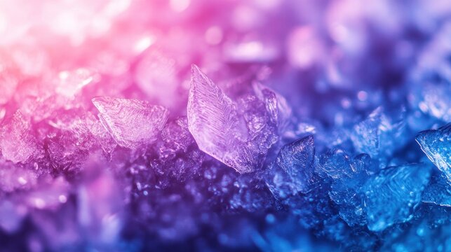 Icy frozen colorful background with frosty patterns. Natural ice texture on the glass. Colorful abstract nature background Horizontal banner