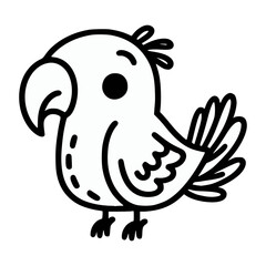 cute parrot bird animal cartoon doodle hand drawn vector illustration template design