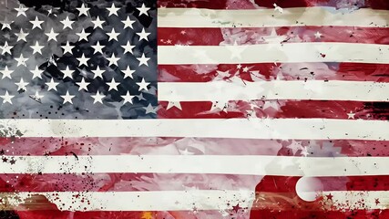 Celebrate colors USA abstract design featuring stars stripes capturing spirit Independence Day seamless looping motion video animation that ultra HD 4K us memorial flag background grunge blot - Powered by Adobe