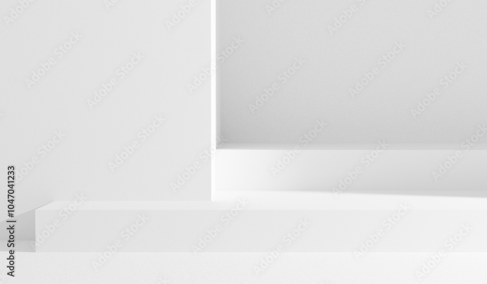 Aufkleber Empty white abstract background with white and gray gradient and copy space mock up table podium stage place