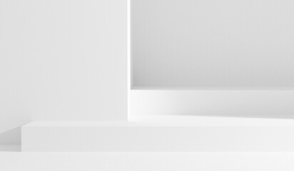 Empty white abstract background with white and gray gradient and copy space mock up table podium stage place