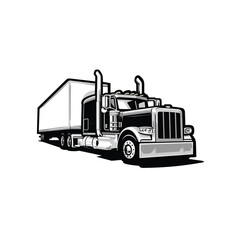 Semi truck 18 wheeler side view vector isolated
