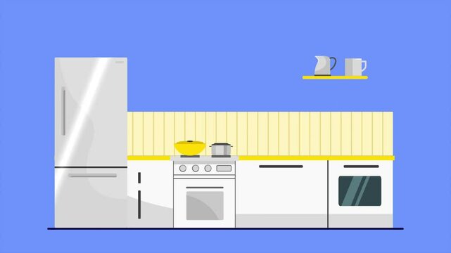 Animated video  Kitchen tool concept. Full length animation illustration. High quality 4k footage