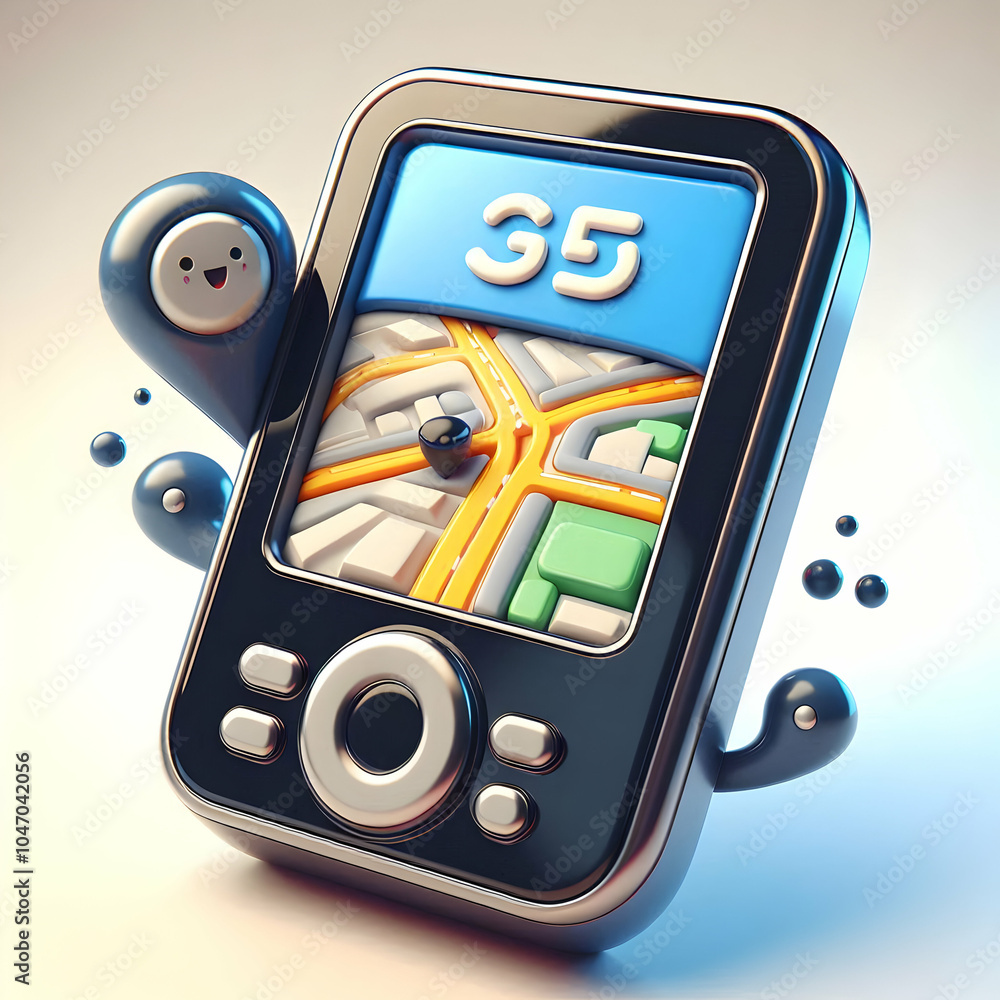 Aufkleber 3d gps navigation device on plain background with ample copy space, highlighting journey excitement 