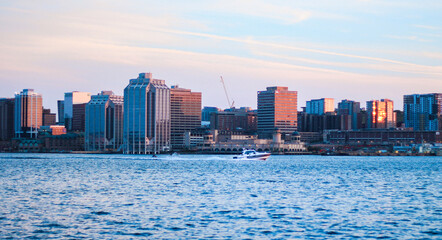 Fototapeta premium city skyline at sunset