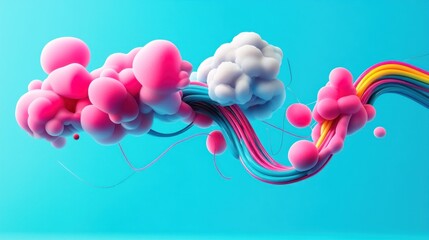 3D abstract background with irregular curved shapes with clouds creates a natural feel