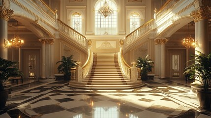 Obraz premium Grand Staircase in a Luxurious Mansion