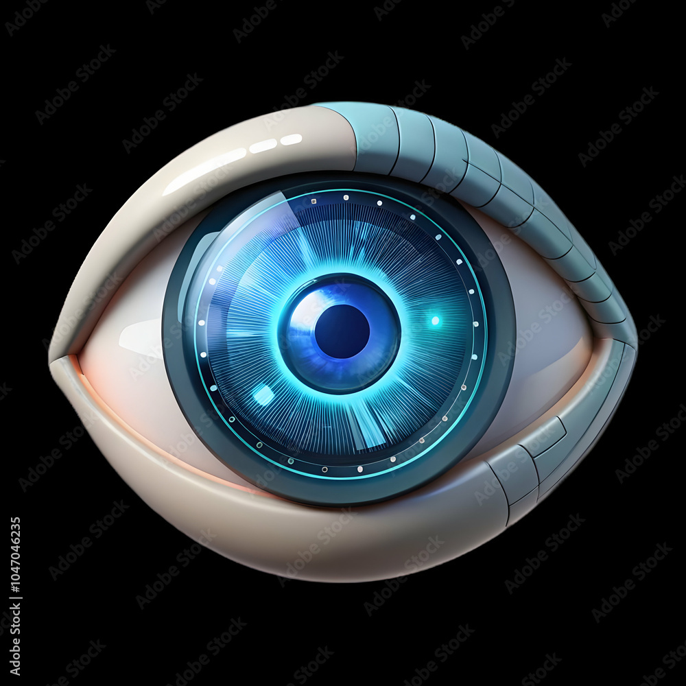 Poster macro shot human eye virtual interface projected close-up futuristic human computer interaction sci-