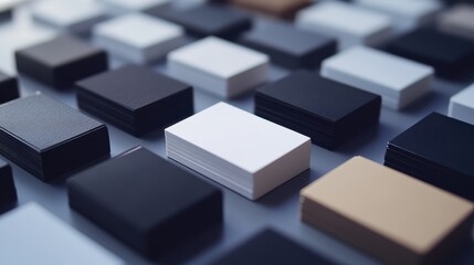 A collection of varied business cards organized in a grid, each showcasing distinct industries.