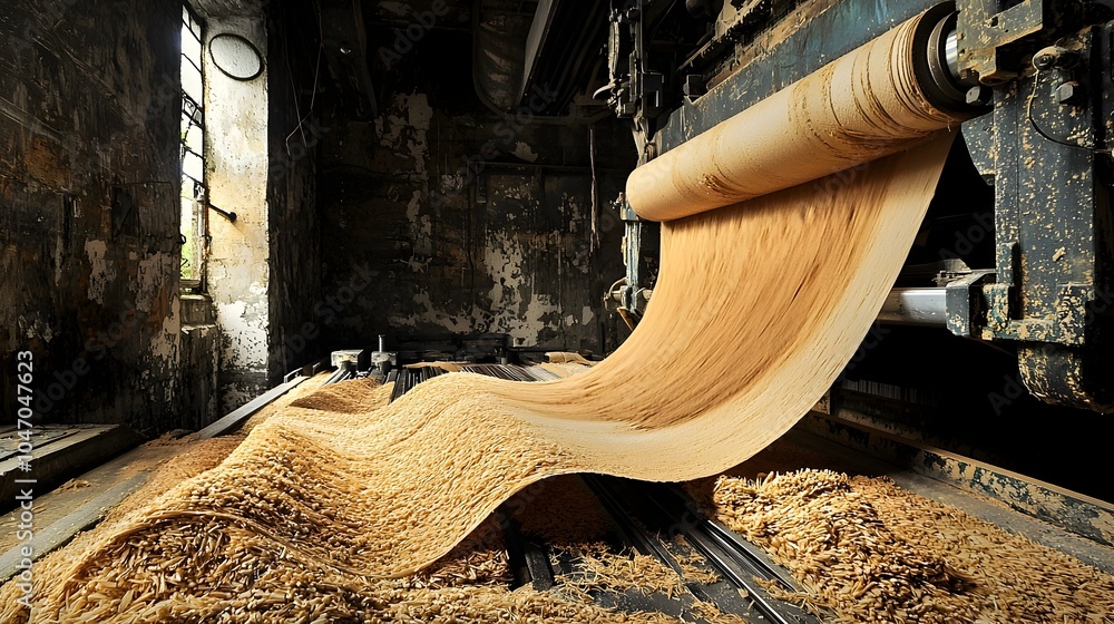 Aufkleber Intricate Paper Fibers Going Through the Drying Section of an Industrial Papermaking Machine Capturing the Precision and Workflow of the Manufacturing Process