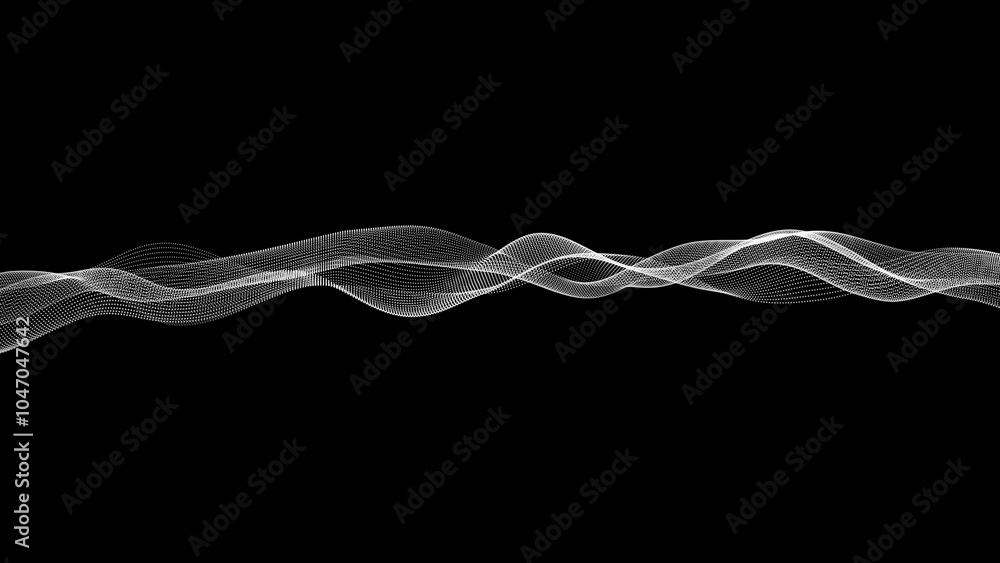 Poster abstract background particle line wave, particle dot wave