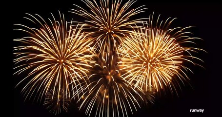 Fireworks explosion display celebration without sound audio in the sky colorful firework new year festival celebration event black background video in 4K Full HD stock video footage download 2025