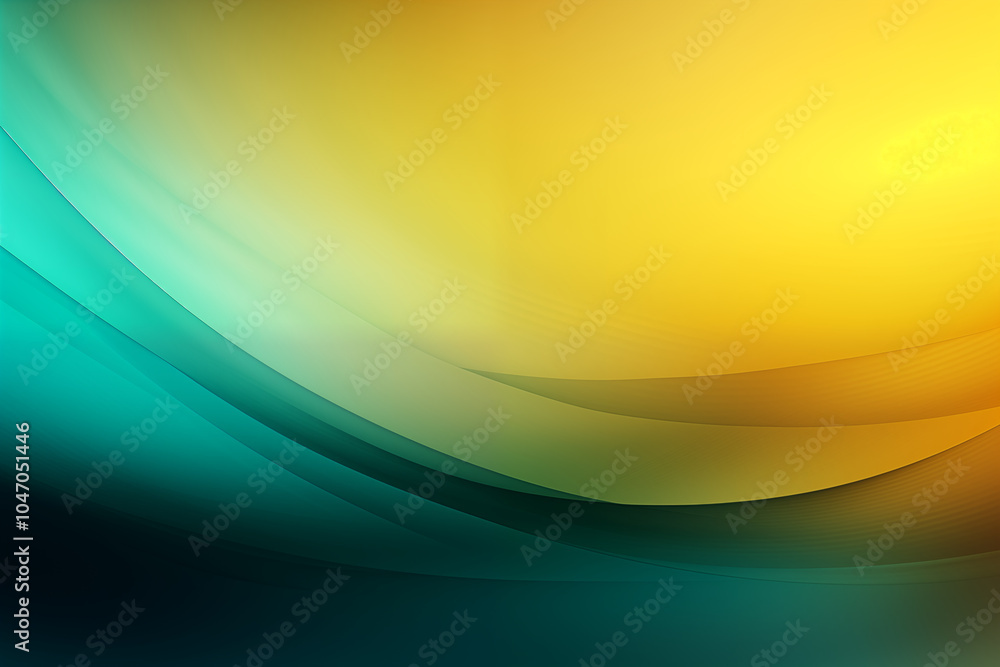 Aufkleber Abstract Green and Yellow Gradient Background with Curved Lines