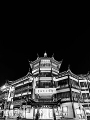 Traditional Chinese Building in Shanghai at Night
