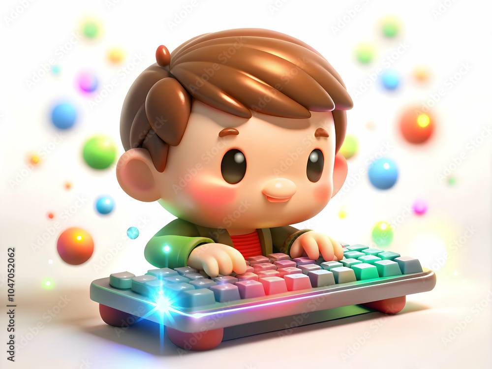 Aufkleber soft abstract image person typing holographic keyboard bokeh lights science fiction day ample copy s