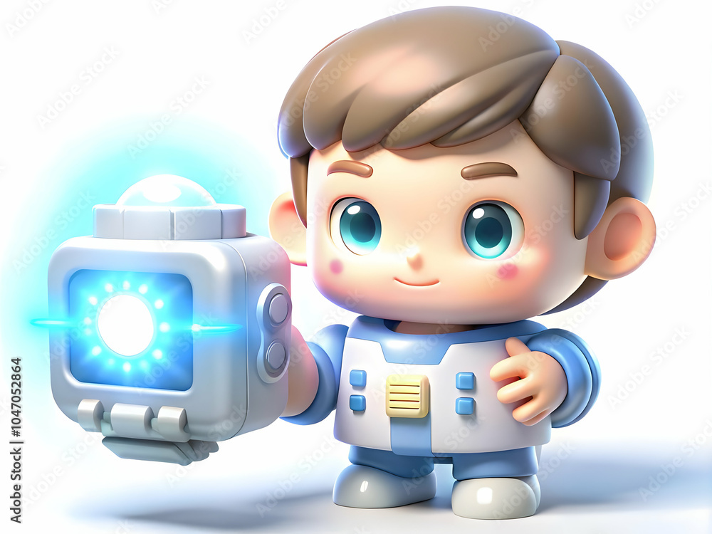 Poster futuristic device close up macro shot person holding glowing technology hand interaction science fic