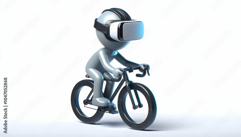 Poster 3d glossy cyclist virtual reality headset static shot copy space concept - milestone integration tec