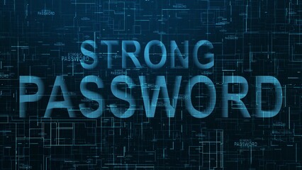 Strong password text technology data line blue color