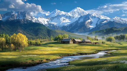 Fototapeta premium Magnificent snow mountain scenery