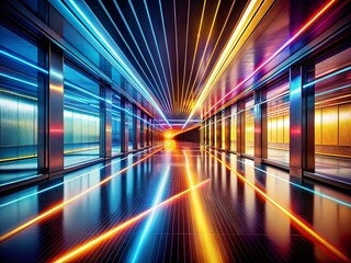 Abstract Light Lines Along Hallway Edge - Dynamic HDR Illustration for Modern Design Projects