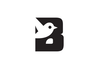 Capital letter B and sparrow birds vector design for your company