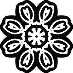 Simple Flower Mandala Tattoo Circular Pattern in Form of Mandala With Flower for Henna, Mehndi, Tattoo, Decoration Decorative Ornament in Ethnic Oriental Style.