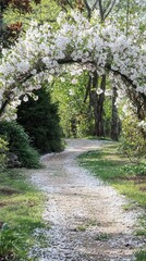 Fototapeta premium Serene Cherry Tree Archway in Bloom