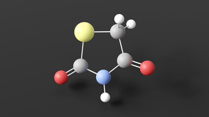 Fototapeta premium thiazolidinedione molecule 3d, molecular structure, ball and stick model, structural chemical formula antidiabetic