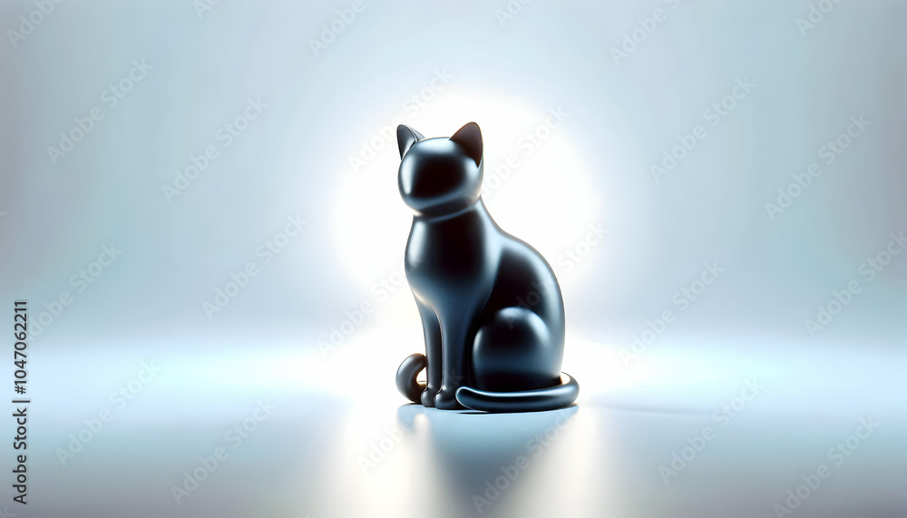 Poster 3d glossy cat silhouette minimalist stationary design ample copy space soft diffused lighting isolat