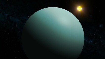Uranus planet with glowing sun space view