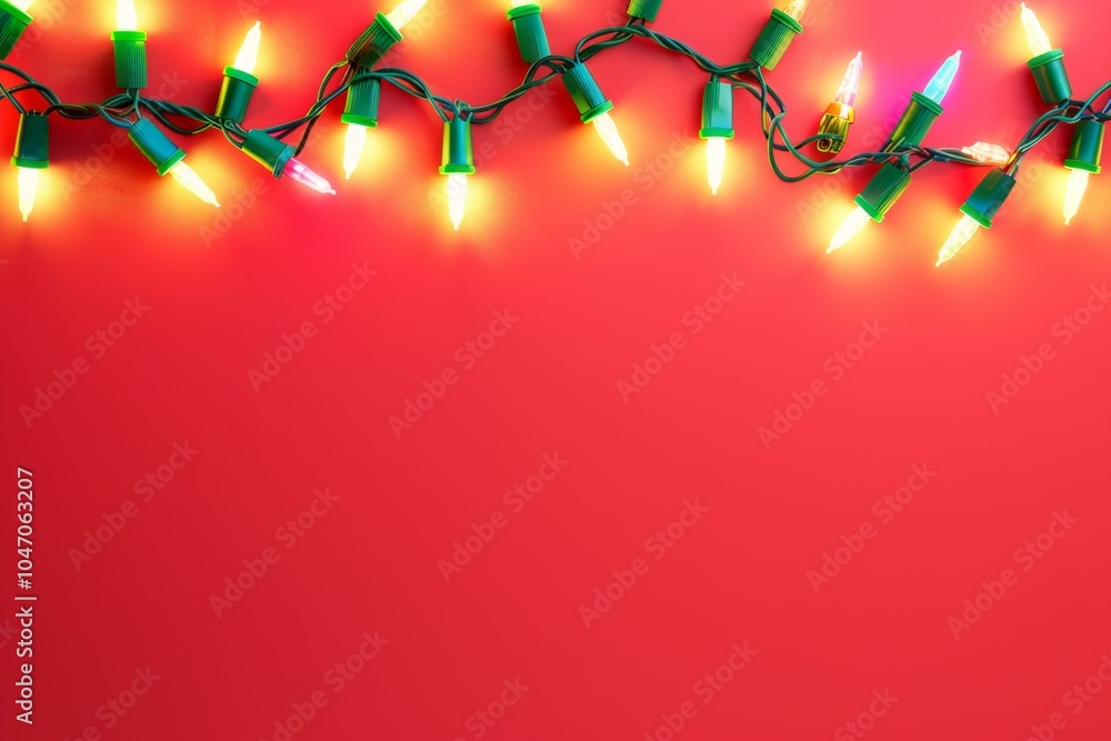 Poster Red backdrop adorned by a light string