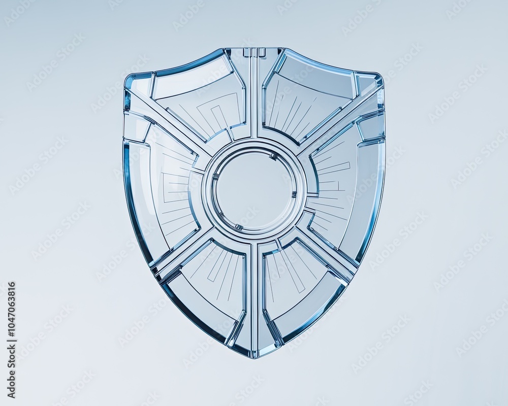 Poster transparent shield design on a subtle background, ideal for graphic elements and creative projects.