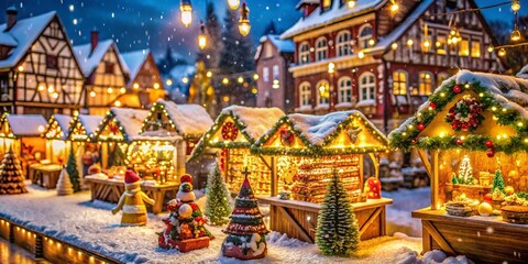 Architectural Photography of Festive Marzipan Figures in a Christmas Market Setting