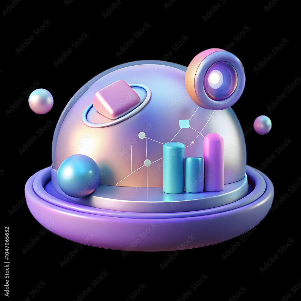 Poster plain holographic projections minimalist design copy space futuristic icons data photo stock concept