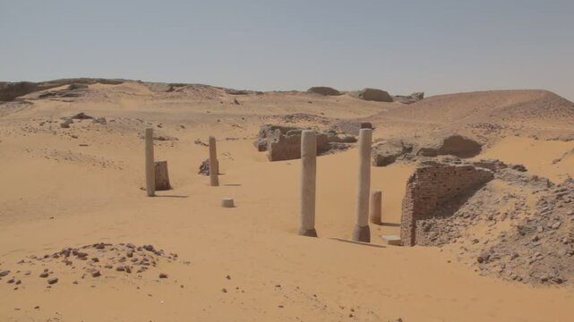 Sudan, Nubia, Old Dongola, ruins of the church of the granite columns
