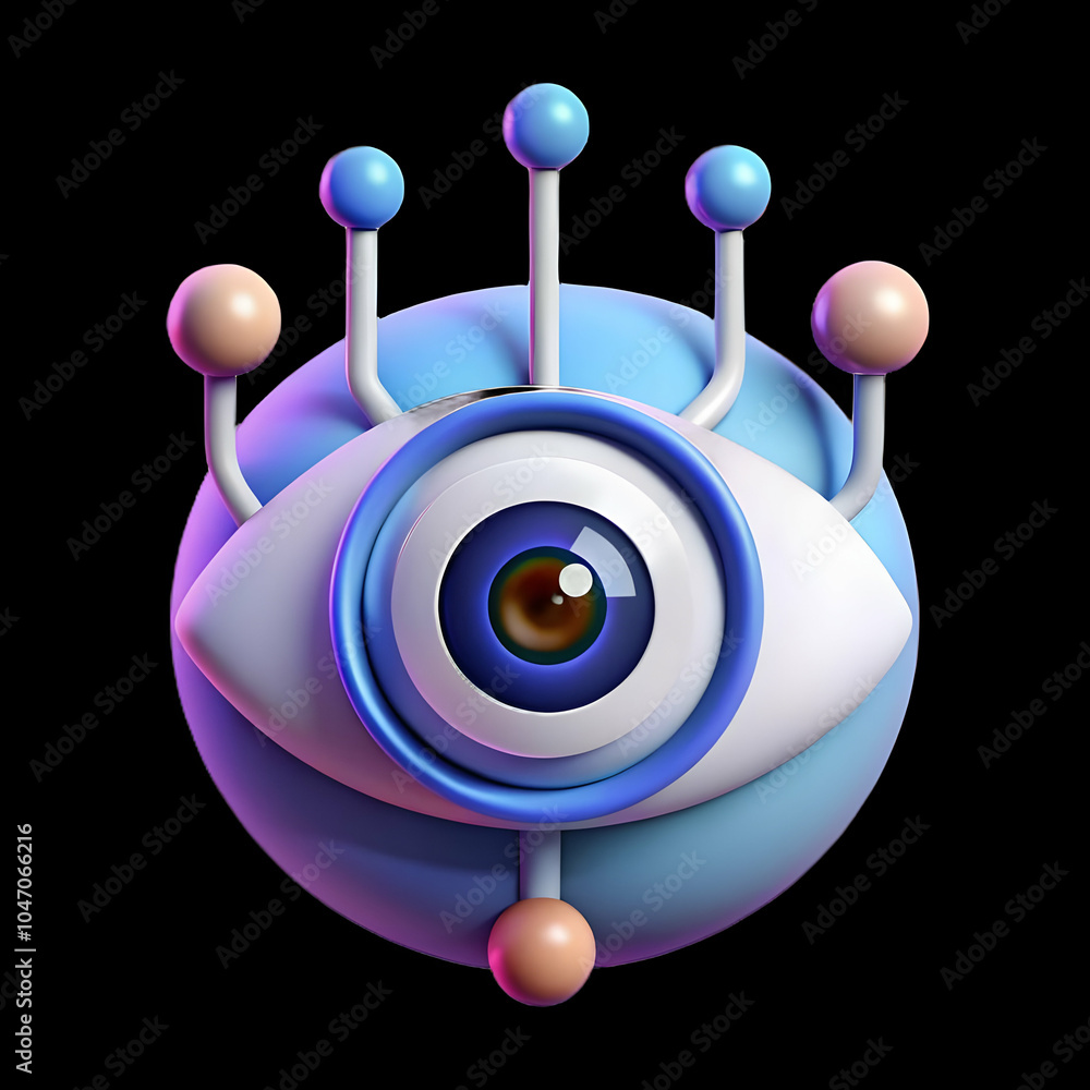 Aufkleber cybernetic eye data streams soft abstract digital art bokeh lights science fiction day concept ideal