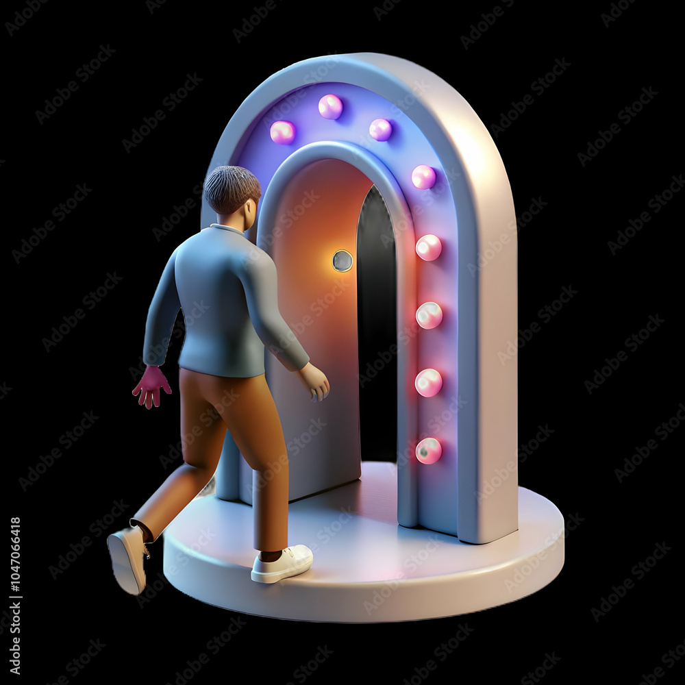 Poster soft focus gateway portal bokeh effects science fiction day visual journey unknown individual glowin