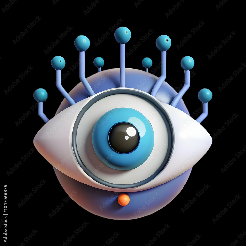Aufkleber cybernetic eye soft abstract digital art | data streams bokeh lights | science fiction day theme | e