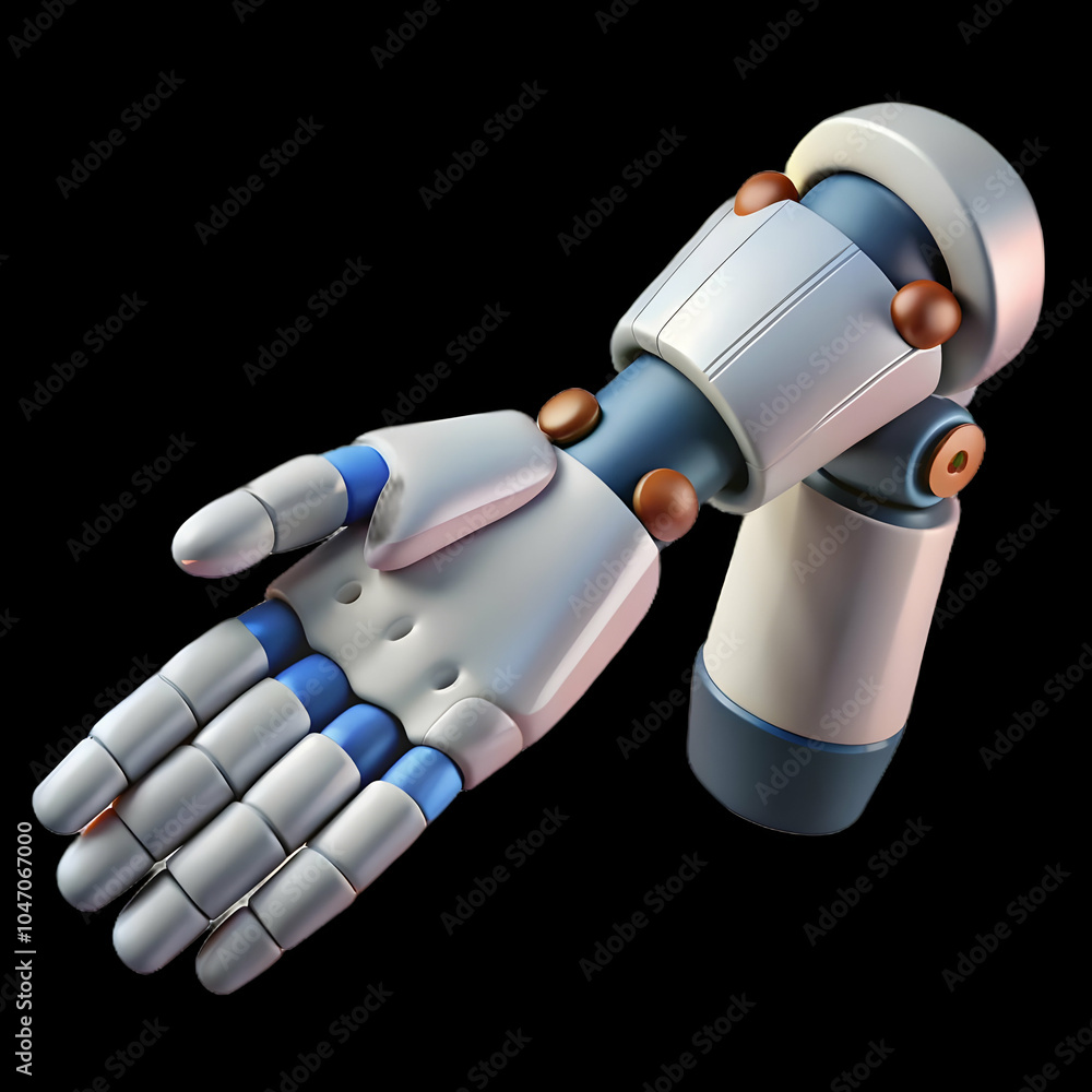 Poster close up macro image of robotic hand reaching towards human hand for science fiction day promotions 