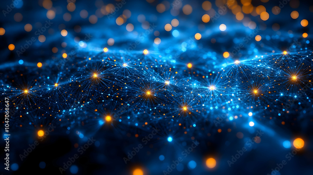 Poster abstract 3d background with glowing network